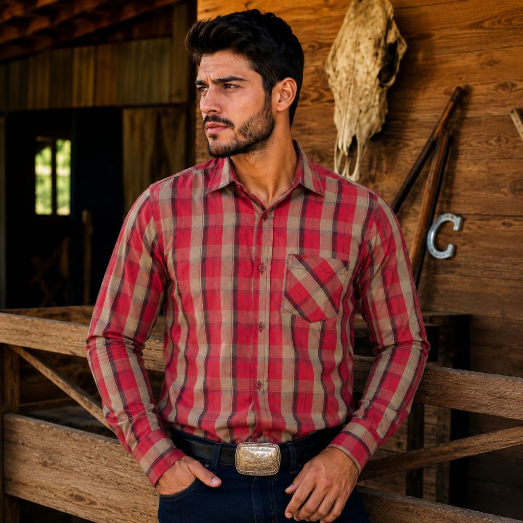Camisa Xadrez Com Bolso Manga Longa Masculina Envio Imediato