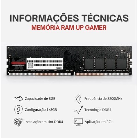Memória Ram DDR4 8GB 3200 MHz - UP Gamer