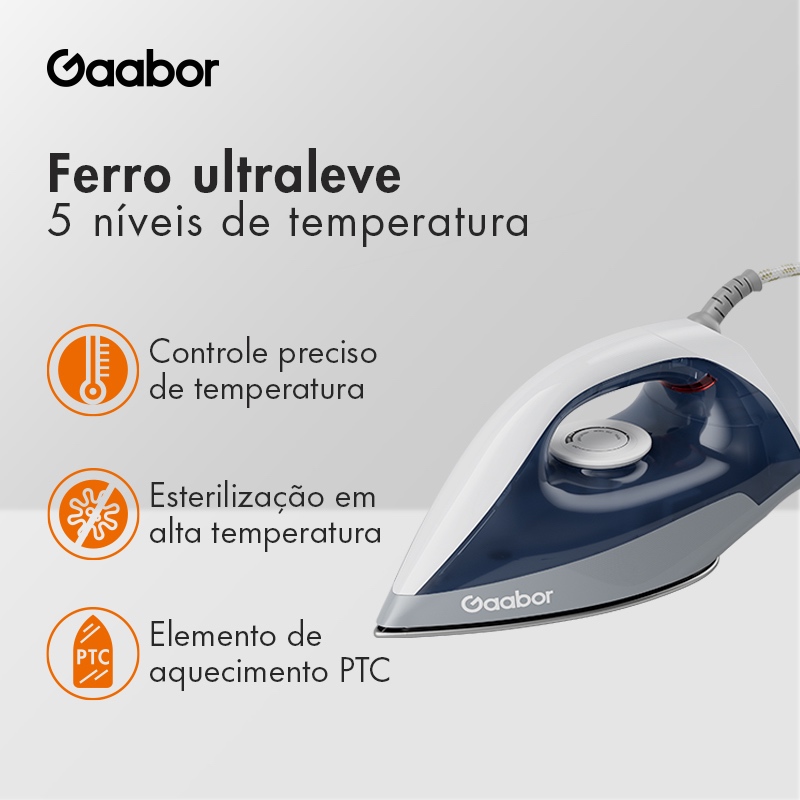 Gaabor 1200W Ferro de Passar Roupa a Vapor 127V/220V HM-M02A