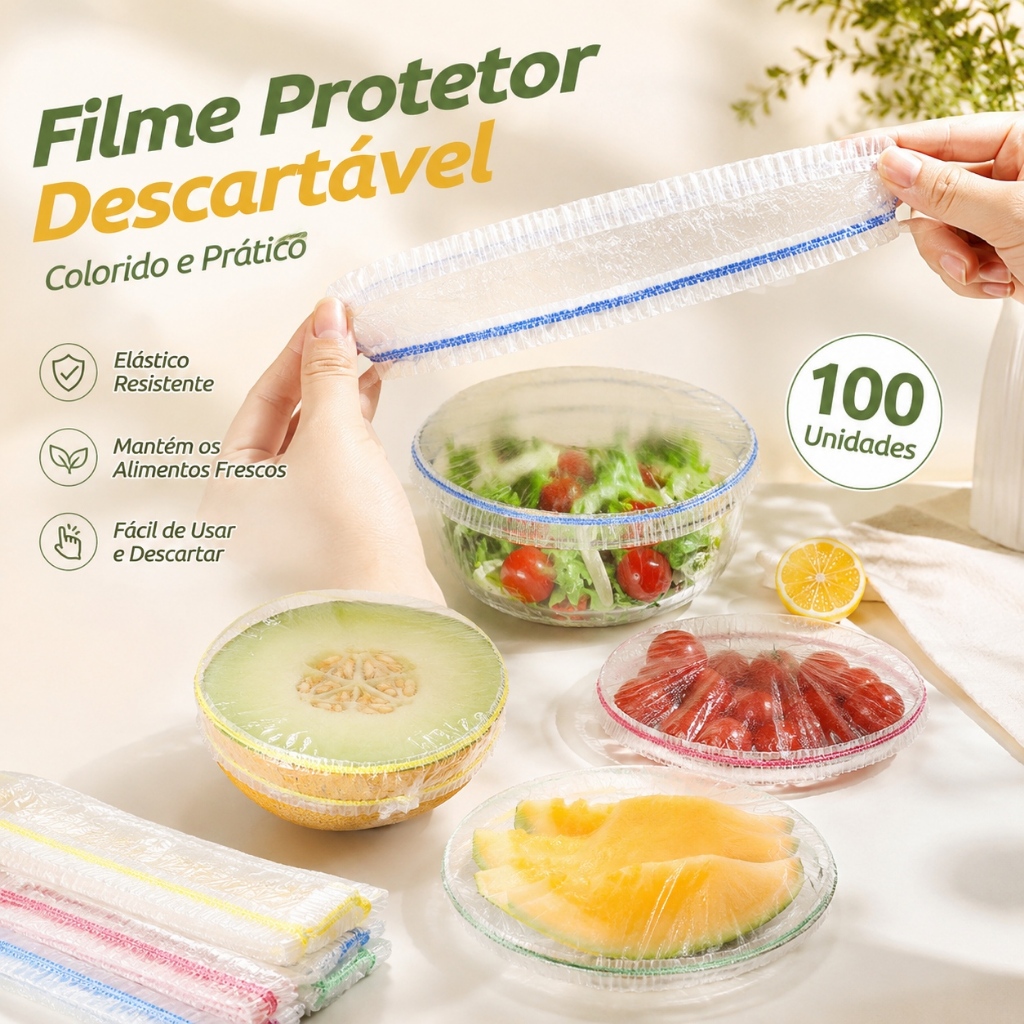 Cling Wrap plástico descartável colorido de qualidade alimentar (100unidades por pacote）