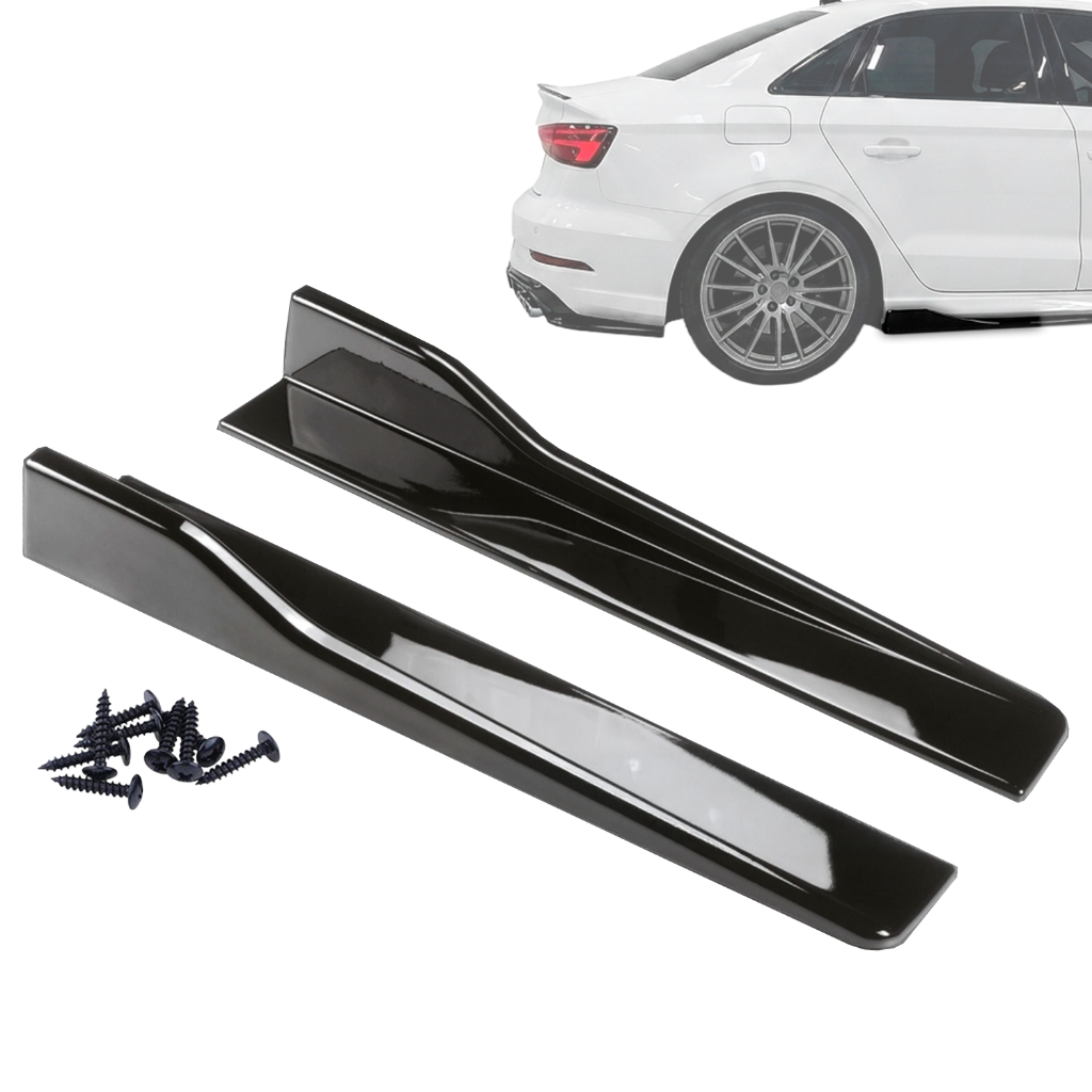 Saia Lateral Universal Spoiler Ajustável Em Plastíco Abs Preto Brilhante Black Piano