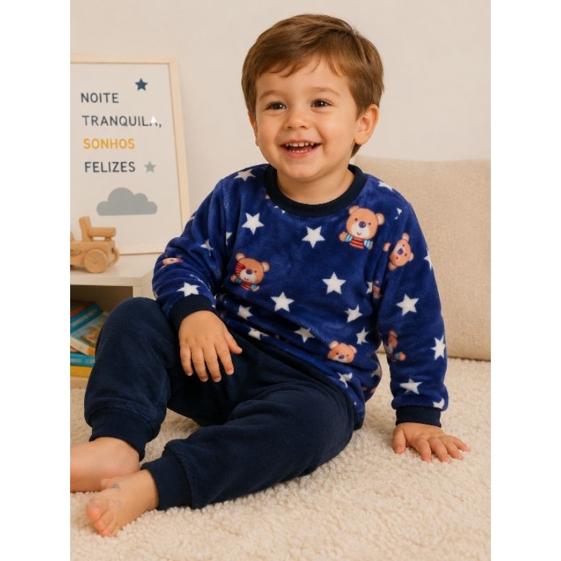 Conjunto Quentinho Fleece Peluciado Infantil 2 Anos Roupa de Inverno, 9 meses , 1 ano