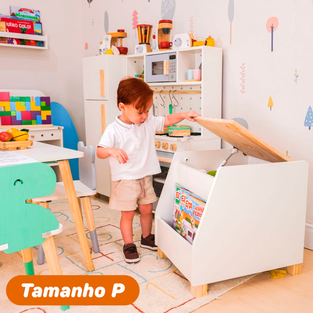 3 Baús Organizadores Leiturinha em Madeira MDF Infantil Kit livro Educativo — imagem 2 de 2