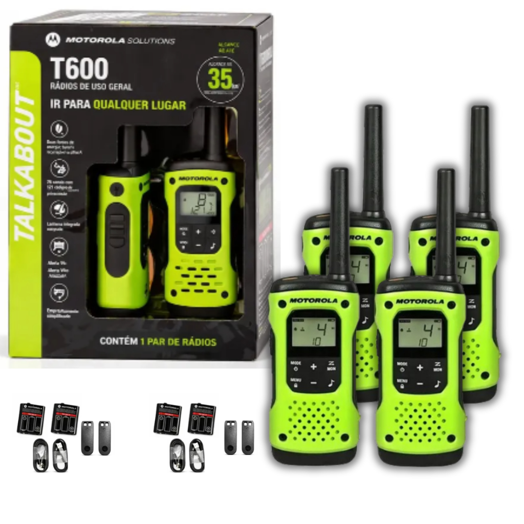 Kit 4 Rádio Comunicador 35km Ip67 Talkabout Motorola T600br