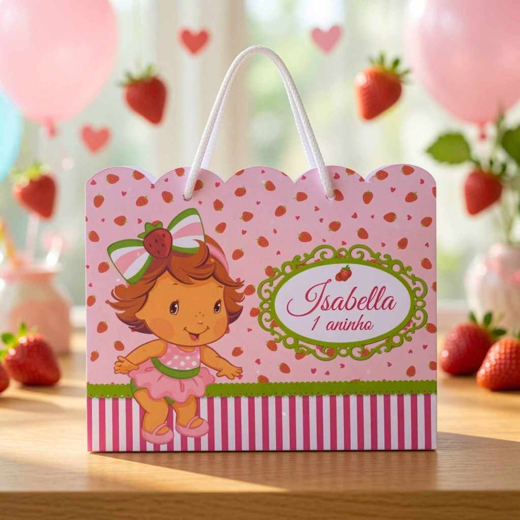 Sacolinha Personalizada Moranguinho Baby | Lembrancinha | Mimo | Aniversário | Surpresa | Pegue e Monte