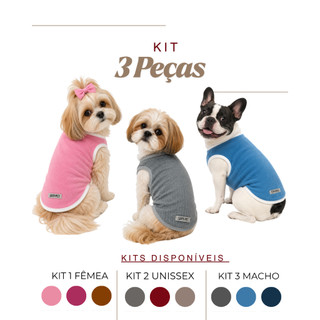 Roupa Pet Cachorro 3 Unidades Soft Peluciada Lisa