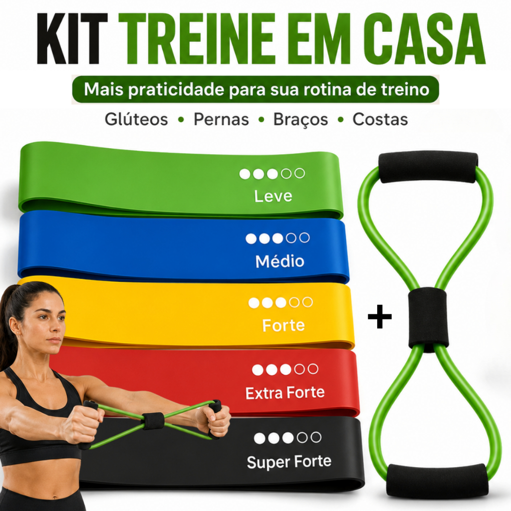 Kit 5 Mini Bands + Extensor Elástico Funcional