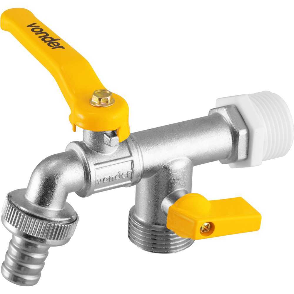 Torneira Esfera 1/2" Saída 3/4" Com Mangueira De Entrada Para Máquina De Lavar Roupa VONDER Tanque — imagem 2 de 2