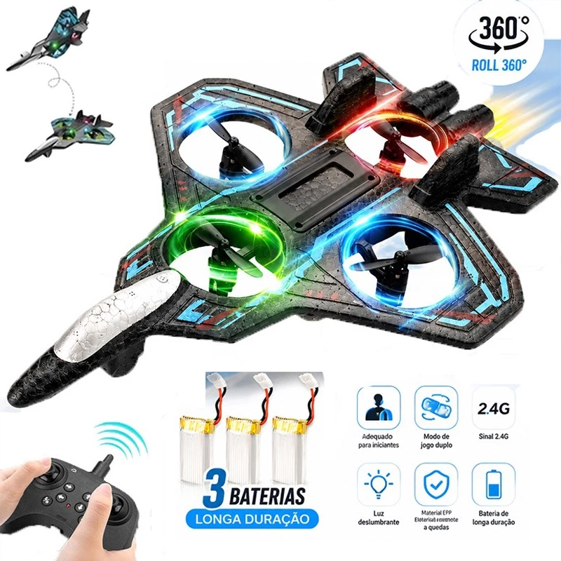 Avião Drone Combat Aircraft Controle Remoto 2.4ghz 4Motores