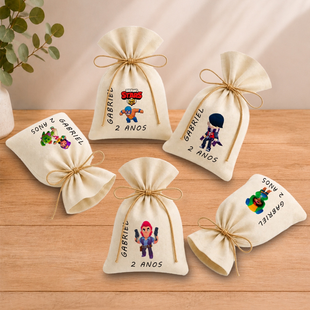 Kit 20 Saquinhos Lembrancinha Personalizada Festa Infantil Aniversário Brawl Stars 11x17