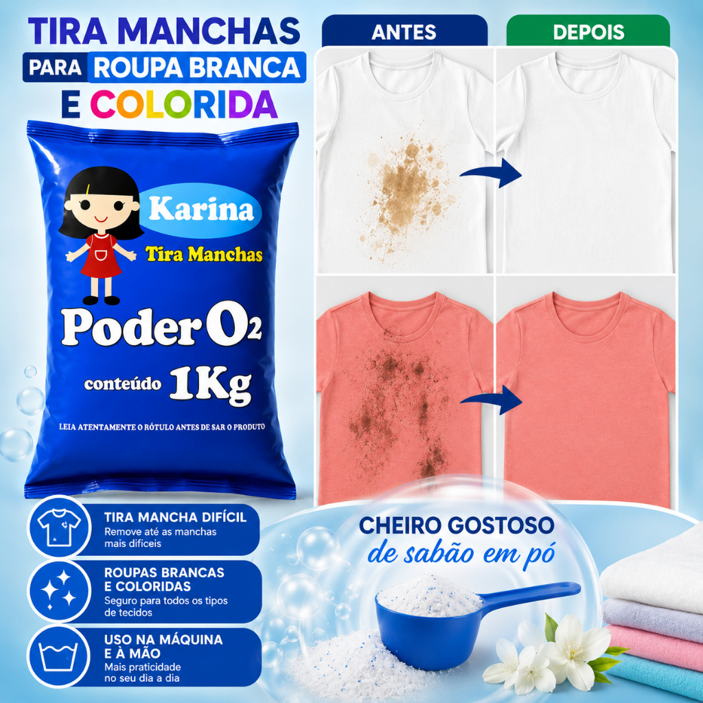 Percarbonato 100% Puro Tira Manchas Roupas Brancas e Coloridas 1kg