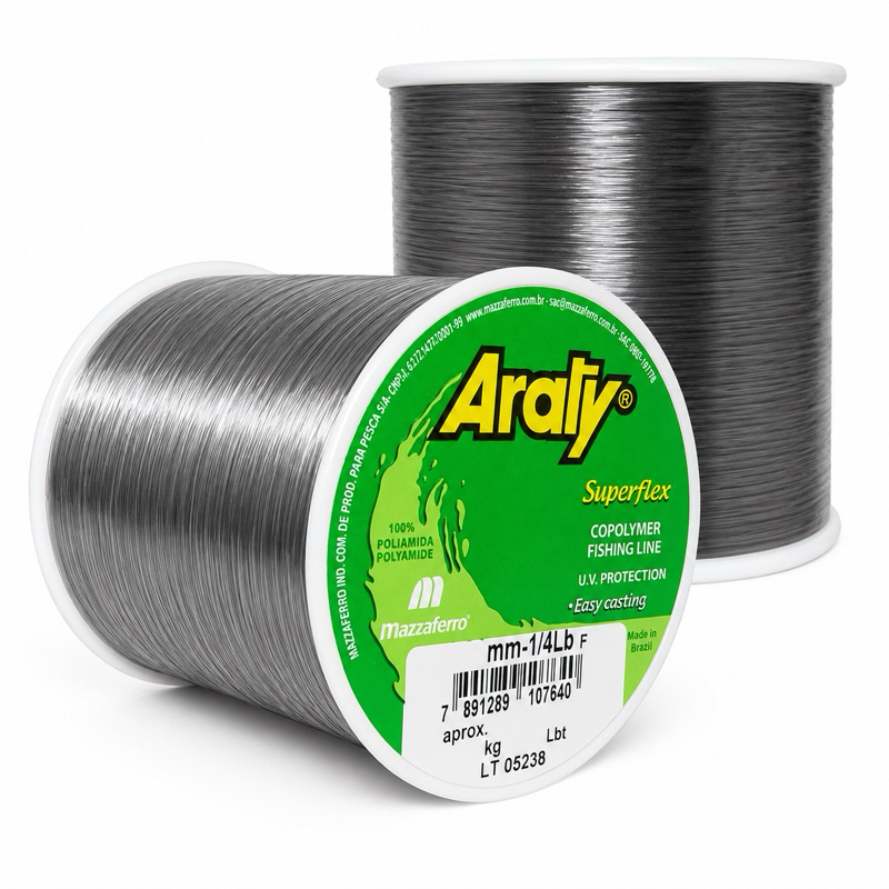 Linha De Pesca Monofilamento Araty Superflex Carretel Vários Tamanhos - Cor Cinza