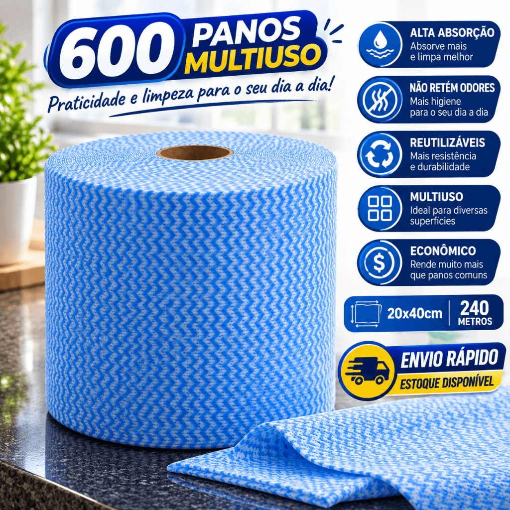 Pano Multiuso Limpeza Perfex Picotado 600 Panos Reutilizável Alta Absorção Panos Grande Profissional 240 Metros