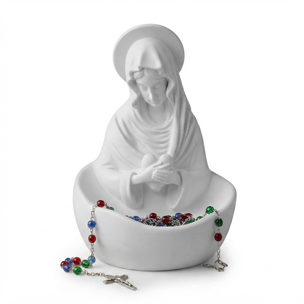 Oratório Porta Terço Bandeja Nossa Senhora Imagem De Mesa Decoração Religiosa Presente Católico