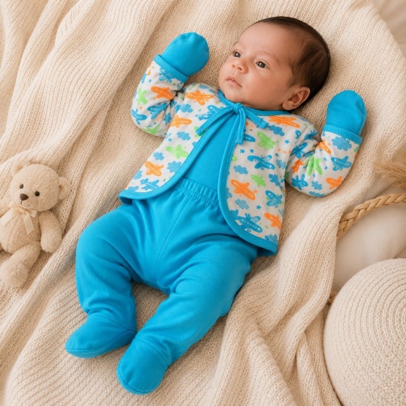 Pagão Maternidade Bebê 100% Algodão Conjunto Completo RN até 3 Meses