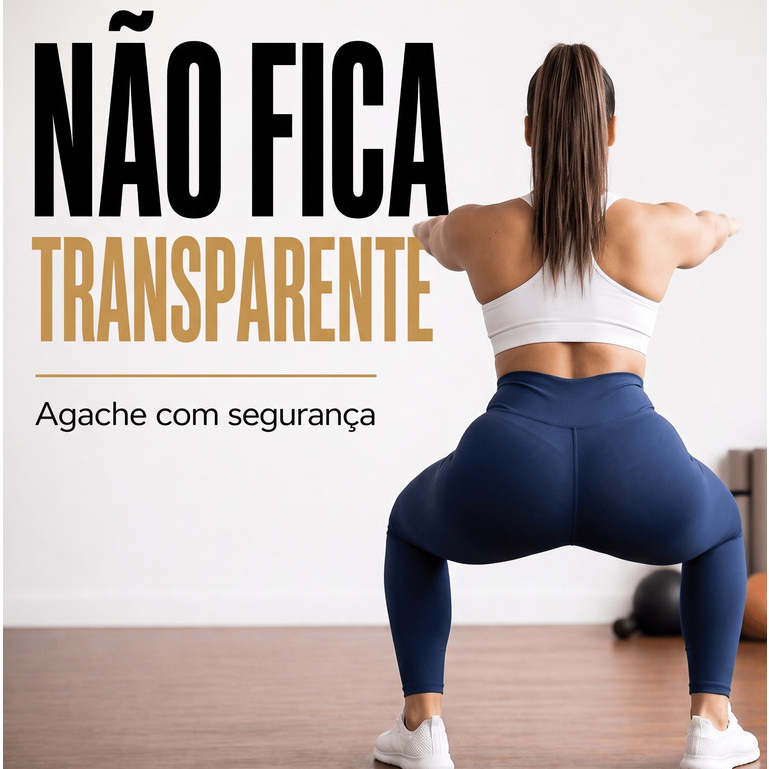 Calça Legging Feminina Cintura Alta Suplex Academia Fitness Não Transparente Azul Marinho