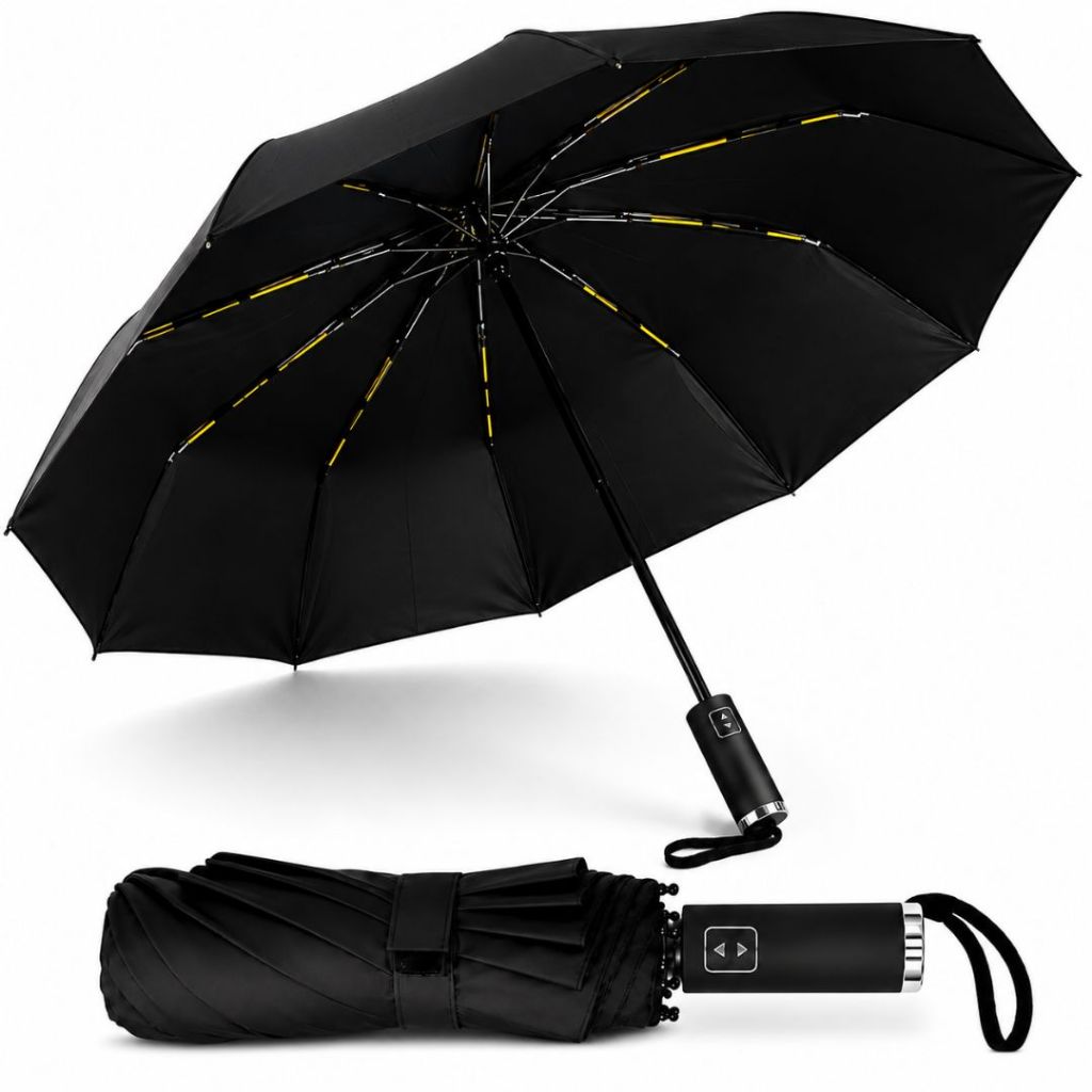 Guarda Chuva Automático Grande Proteção Solar UV Sombrinha Reforçado Blackout Corta Vento 10 Varetas