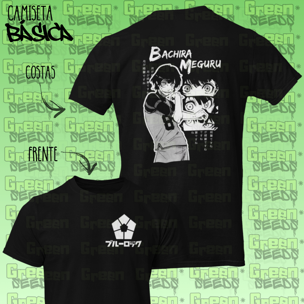 Camiseta Básica Bachira Meguru Streetwear Blue Lock Futebol Habilidades Anime Série Geek Camisa 100% Algodão.