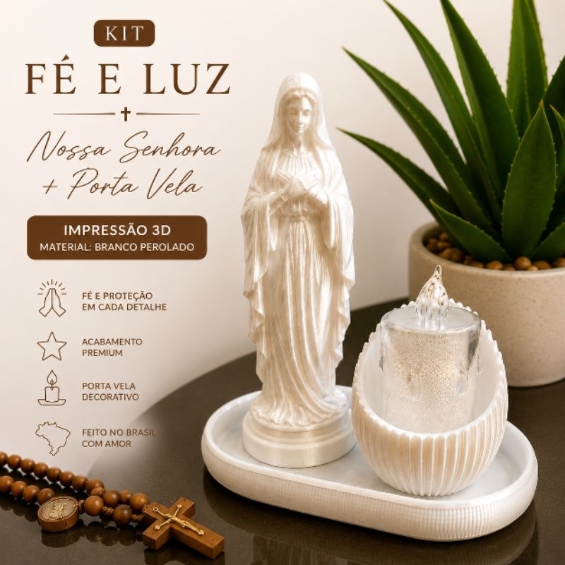 Virgem Maria Nossa Senhora Sagrada Religiosa Católica Decoração Casa Oratório Fé Devocional Presente Especial Enfeite