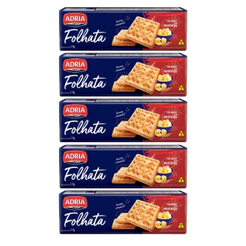 Kit 5un Biscoito Adria Folhado Sabor Manteiga 170g