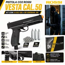 Pistola Paintball CO2 Rossi Vesta .50 10,5J + 3 CO2 + 25 Esferas