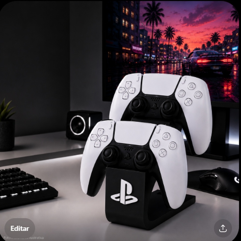 Suporte Duplo para Controle PS5 DualSense | Base Organizador para 2 Controles PlayStation 5 | Gamer