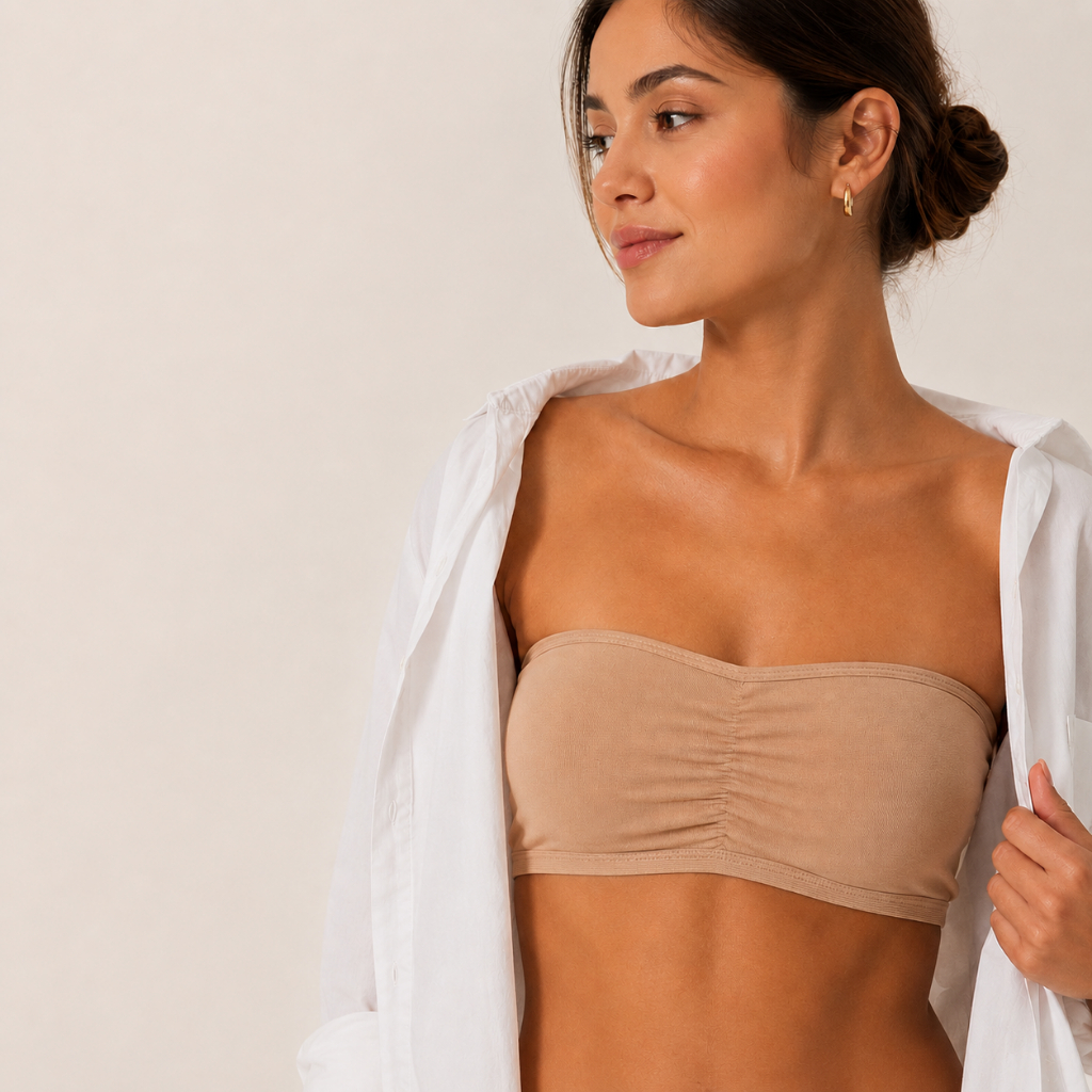 Top Faixa Feminino Cotton Sem Bojo e Sem Aro para Usar com Blusa de Alcinha