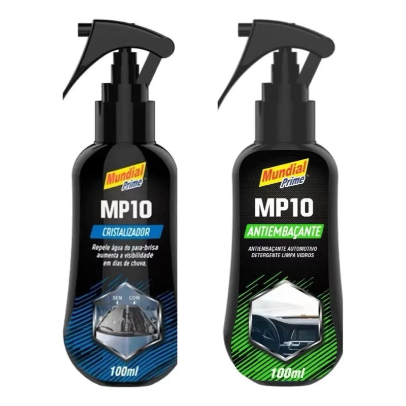 Kit Cristalizador + Antiembaçante de Parabrisa Carro Vidros Janelas Box Mundial Prime MP10