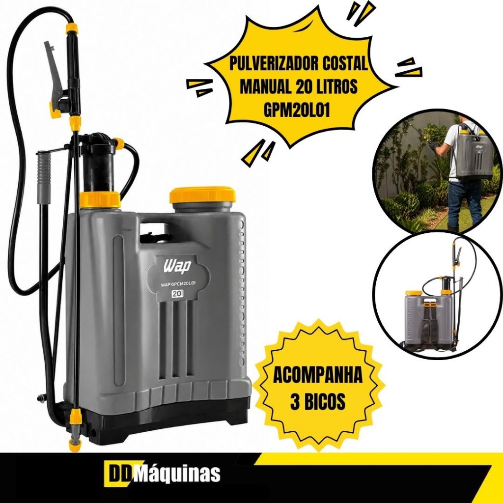 Pulverizador Costal Manual GPCM20L01 Com Bomba de Compressão + 3 Bicos - WAP