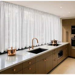 Cortina Luxo Voil Linho Flame 4,00x1,30 Para Sala e Cozinha Varão Passante