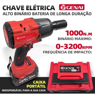 Furadeira de impacto e chave de fenda sem escova 68V/21V 2Bateria 1000N.m + soquete 20-27mm