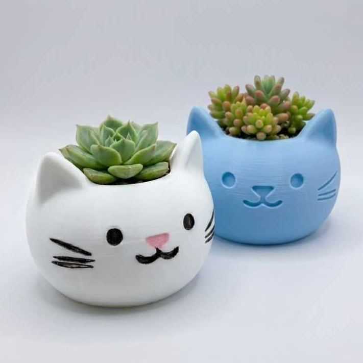 Detalhes do Vaso Cachepot Gatinho Fofo - Suculenta e Decoração - kit 2 unidades