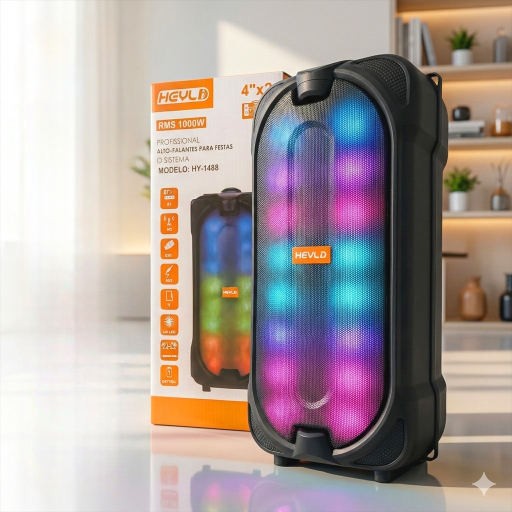 Caixa de Som Bluetooth Portátil Potente LED RGB TWS FM C/microfone controle para Festa Viagem Praia