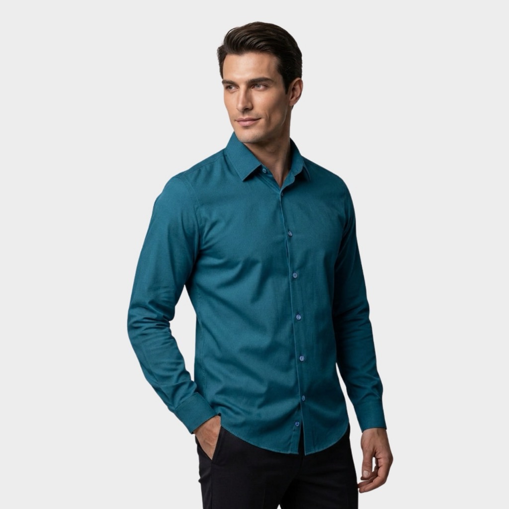 Camisa Social Masculina Manga Longa Plus Size Slim Lisa