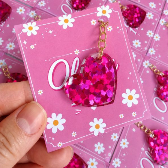 Lembrancinhas Chá de Bebê Aniversário Chaveiros de Coração em Resina - Lembranças Personalizadas