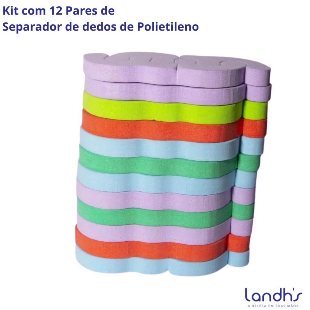 Kit 12 Pares Separadores de Dedos Polietileno Manicure Pedicure Landh's