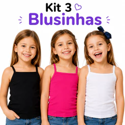 Kit 3 Blusa Regata Alcinha Infantil Menina Algodao Conforto Diario Varias Cores Calor Verão