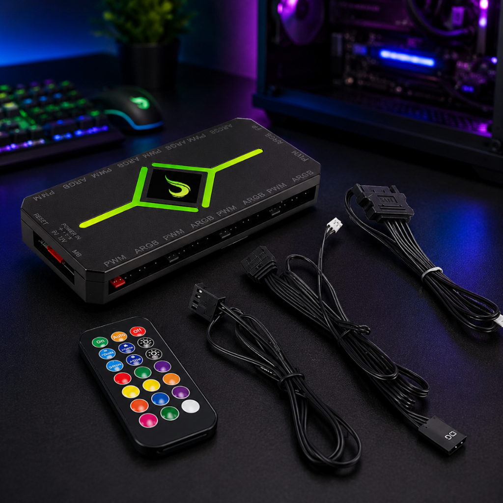 Controladora | Rise Mode I Pwm E Argb 5v 3p I 9 Fans I Preto