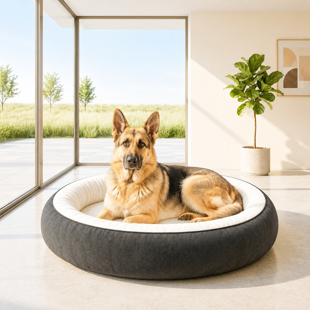 Cama Pet Gigante GG 100cmx100cm Cachorro Grande Redonda Sherpa Velboa