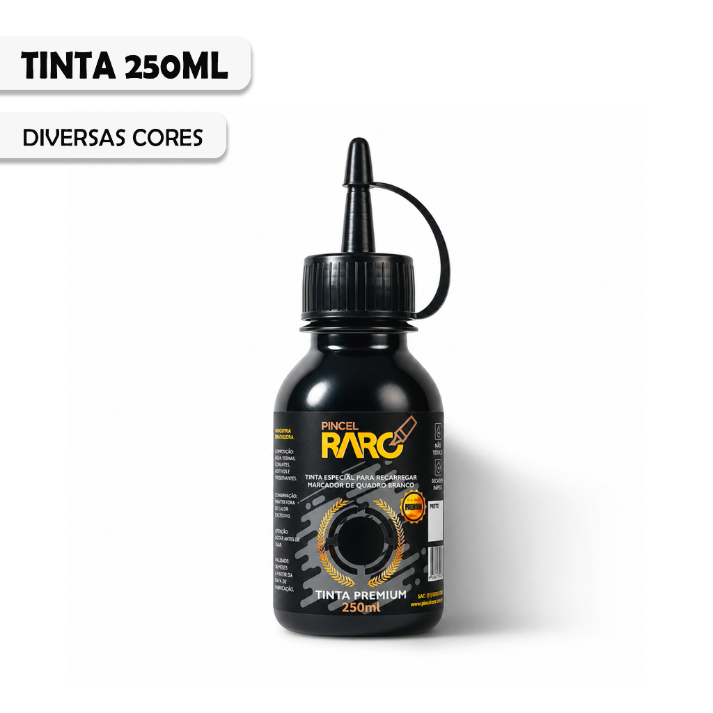 Tinta Recarregável Marcador Quadro Branco 250ml Compatível Todas Marcas Cores Fortes Alto Rendimento Econômico Universal