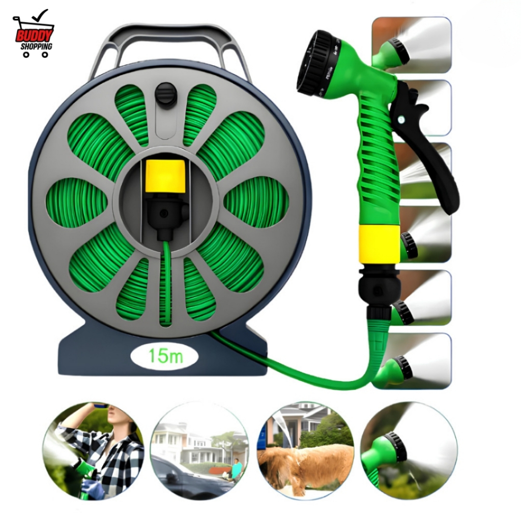 Mangueira De Jardim 15m Luatek LWJ-408 Com Enrolador Portatil ABS UV