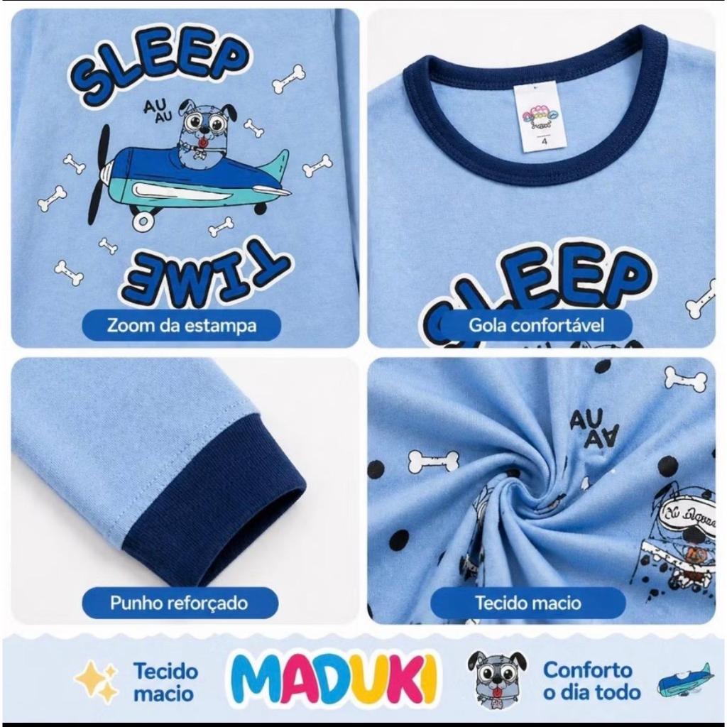 Kit 4 Peças Pijama Infantil Masculino Inverno Manga Longa Estampados Confortáveis
