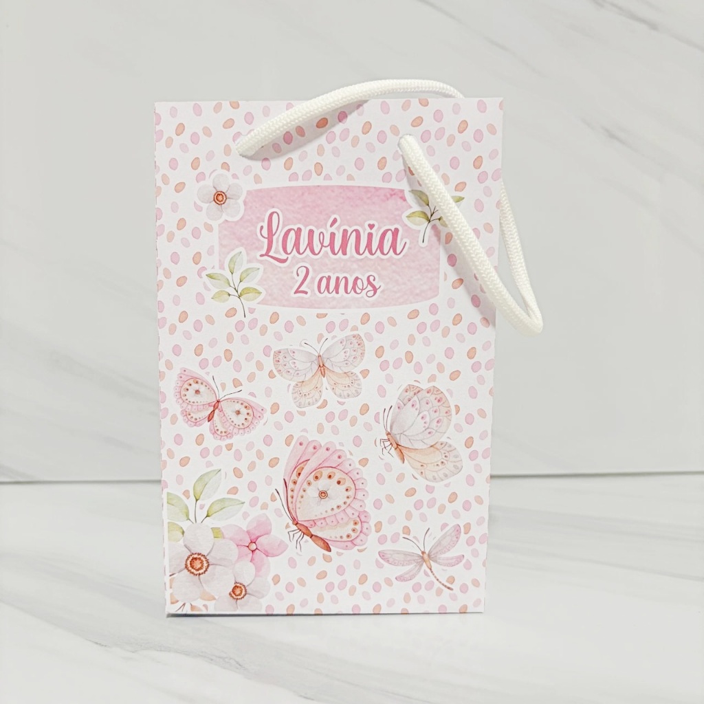 Sacolinha para Lembrancinha Borboletas Personalizado Lembrancinha Festa Infantil Aniversário