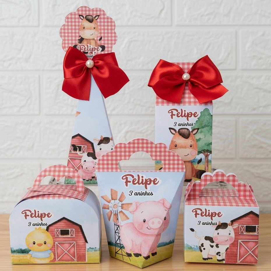 Kit Personalizados Fazendinha Menino - Caixinhas para festa -  Kit festa aniversário - Lembrancinha Festa Infantil