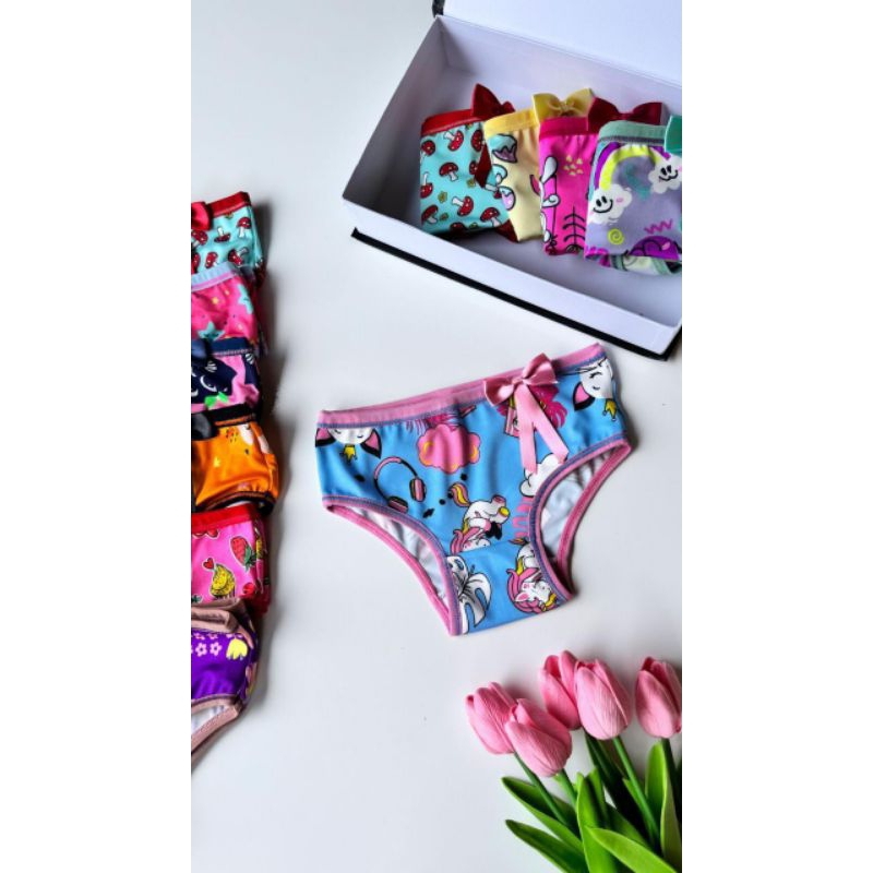 5 calcinha infantil microfibra estampado Premium pmggg conforto