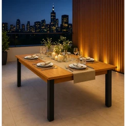 QUEIMA DE ESTOQUE - Mesa Jantar 150x90 Gruvyer Estilo Retrô Acacia