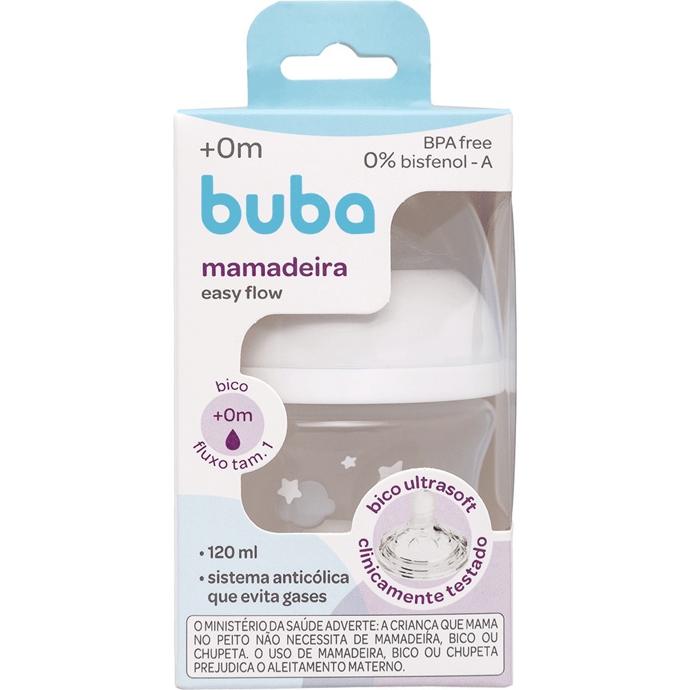 Mamadeira Easy Flow Anticólica Nuvem Branca 120ml – Buba