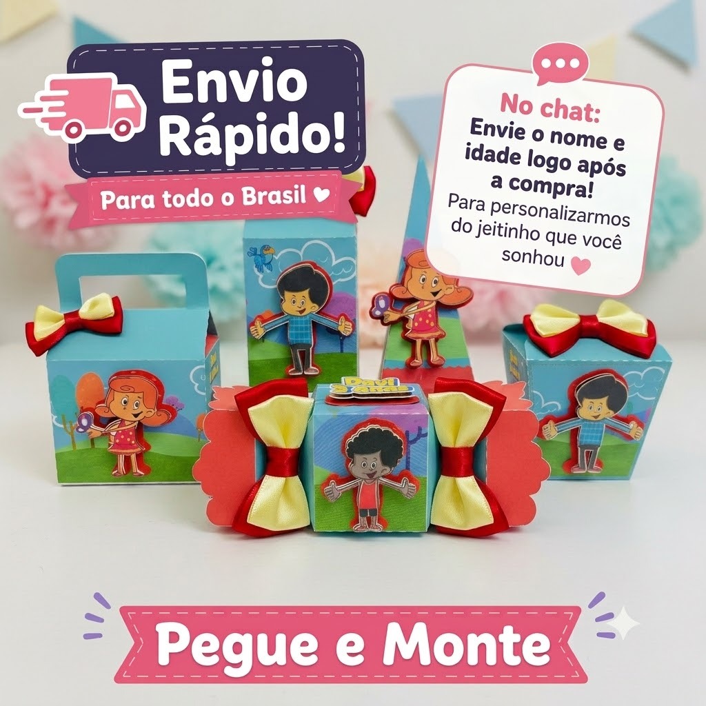 Kit Festa 123 Palavrinhas Lembrancinhas Caixinhas Personalizadas Para Festas Pegue e Monte /Infantil