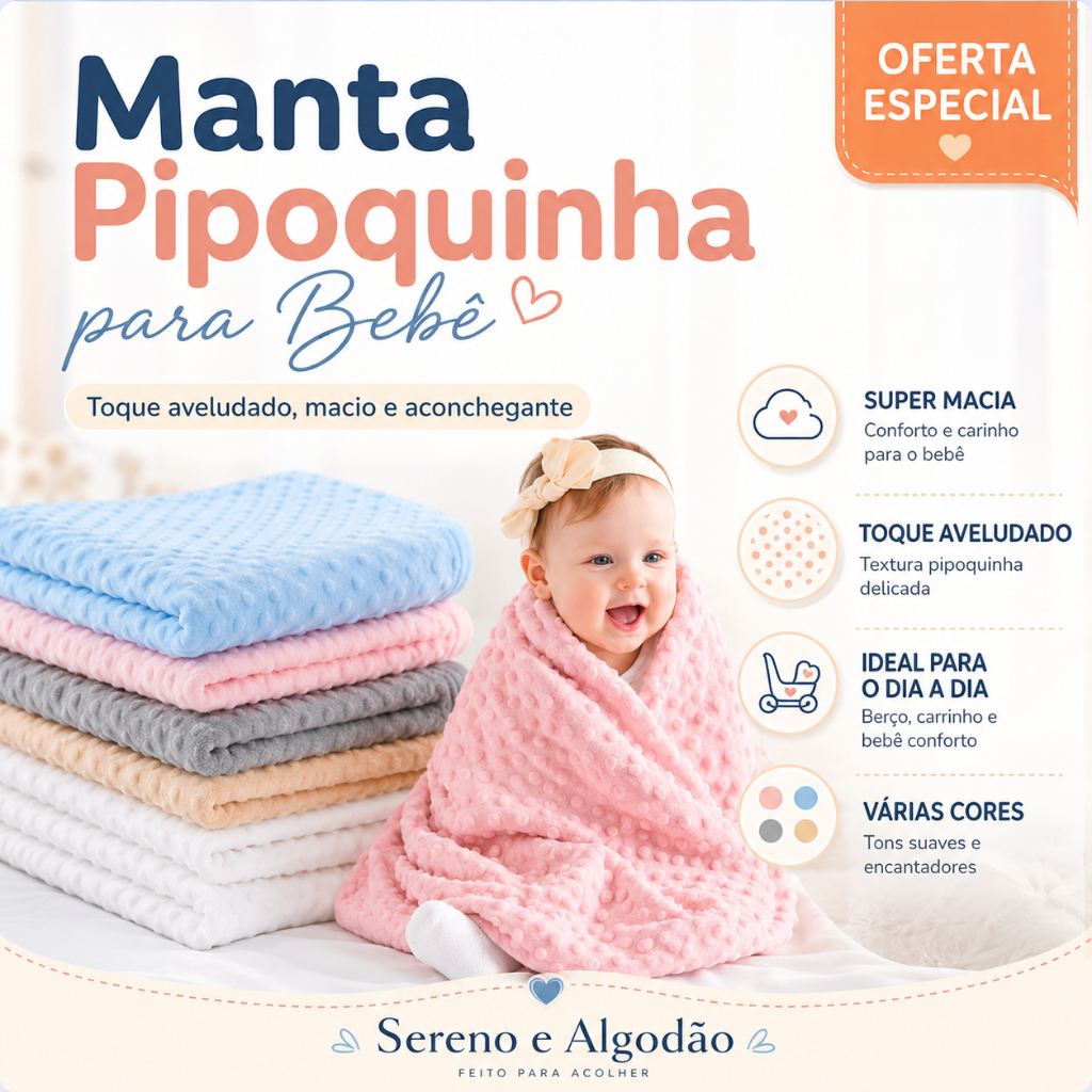 Cobertor Pipoquinha Bebe Manta 100% Microfibra Macia 80x100cm