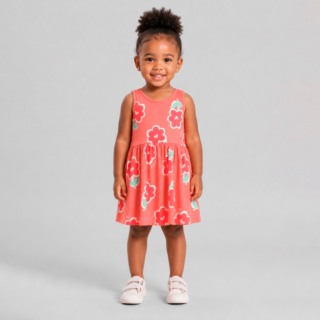 Vestido infantil menina de flores Brandili
